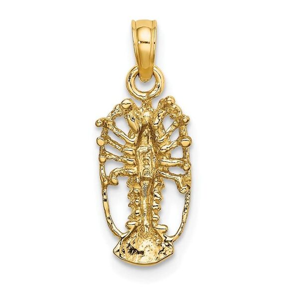 10K Yellow Gold Florida Lobster with Out Claws Charm